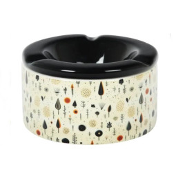 Padonio virág mintás kerámia hamutartó - fekete -3