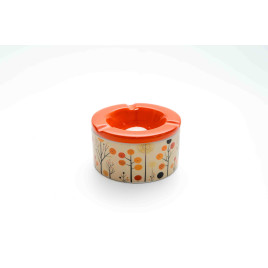 Padonio virág mintás kerámia hamutartó - narancssárga