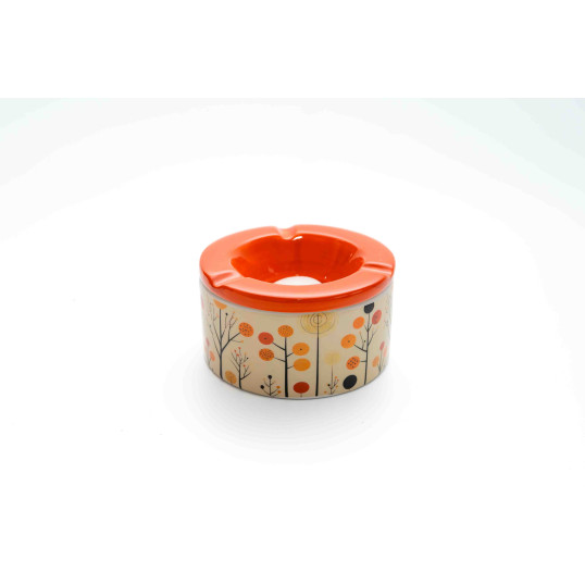 Padonio virág mintás kerámia hamutartó - narancssárga