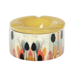 Padonio virág mintás kerámia hamutartó - világosbarna