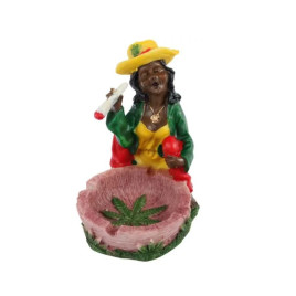 Rasta nő figura hamutartó kalappal 13 cm – polirezin hamutál