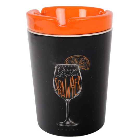Kerámia szélálló hamutartó narancssárga tetővel – Orange Liqueur minta