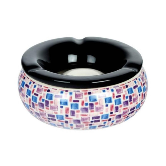 Közepes méretű kerámia hamutartó - kék lila mozaik minta