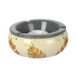 Nagyméretű kerámia hamutartó arany színű levél mintával - tört fehér, szürke perem