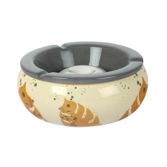 Nagyméretű kerámia hamutartó arany színű levél mintával - tört fehér, szürke perem