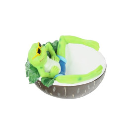 Pihenő békát ábrázoló kerámia hamutartó - 3 szál cigaretta részére