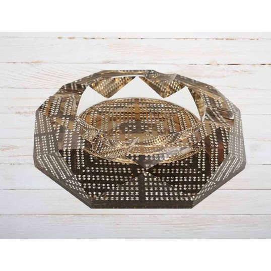 Faro Diamonds kristály szivar hamutartó - aranyszínű, gyámánt mintás