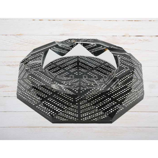 Faro Diamonds kristály szivar hamutartó - fekete, gyámánt mintás