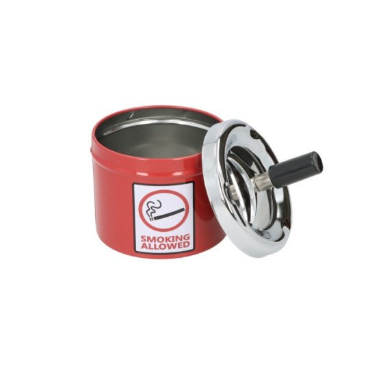 Angelo forgó hamutartó – fém, „Smoking Allowed” mintával (Ø 9,5 cm, magasság 8 cm)