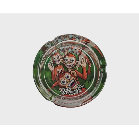 Monkey King üveg hamutartó – Integető vidám majmok mintával Ø 10 cm