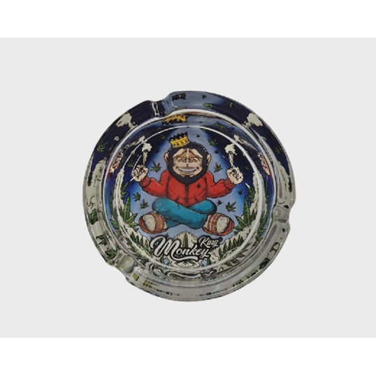 Monkey King üveg hamutartó – Meditáló koronás majom űrhangulatban, Ø 10 cm