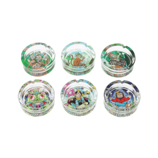 Monkey King üveg hamutartó – Gördeszkás koronás majom mintával, Ø 10 cm