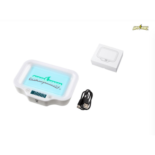 Super Heroes digitális gördülő tálca mérleggel 0,02–200 g USB-C tölthető