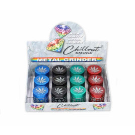 4 részes fém dohányőrlő - fekete színű - canabis levél mintás