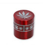 4 részes fém dohányőrlő - piros színű - canabis levél mintás