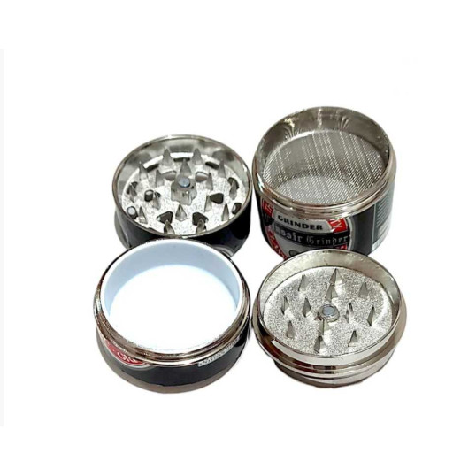 4 részes fém dohányőrlő - fekete sörösdoboz formájú