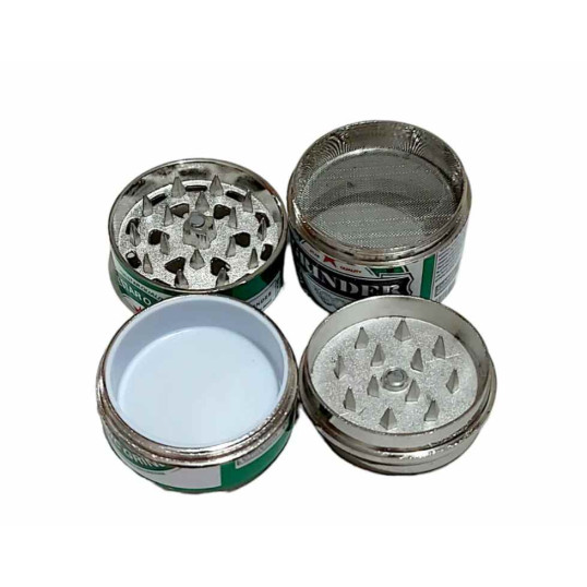 4 részes fém dohányőrlő - zöld sörösdoboz formájú