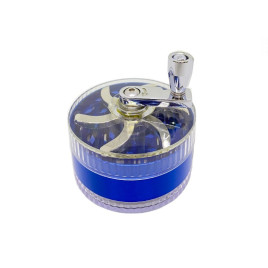 3 részes fém és műanyag kurblis dohányőrlő - kék színű 