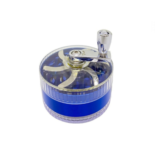 3 részes fém és műanyag kurblis dohányőrlő - kék színű 