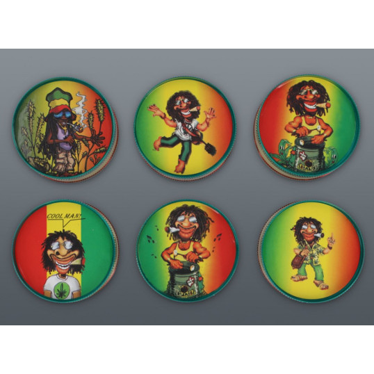 3 részes fém rasta figura mintás dohányőrlő - 1