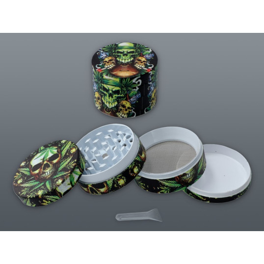 4 részes fém koponya mintás dohányőrlő - 6