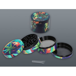 4 részes fém színes maruhana levél és arc mintás dohányőrlő - 5