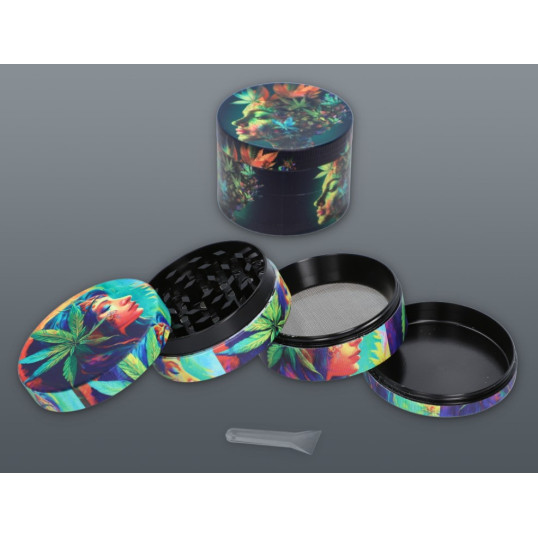 4 részes fém színes maruhana levél és arc mintás dohányőrlő - 5