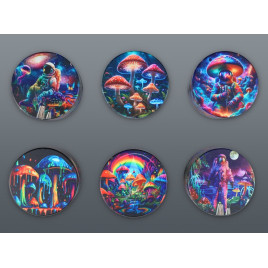 4 részes fém színes gomba és asztonauta mintás dohányőrlő - 6