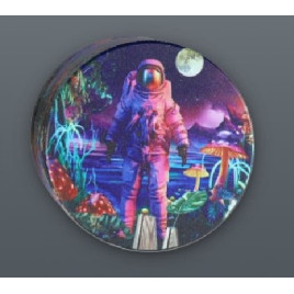 4 részes fém színes gomba és asztonauta mintás dohányőrlő - 1