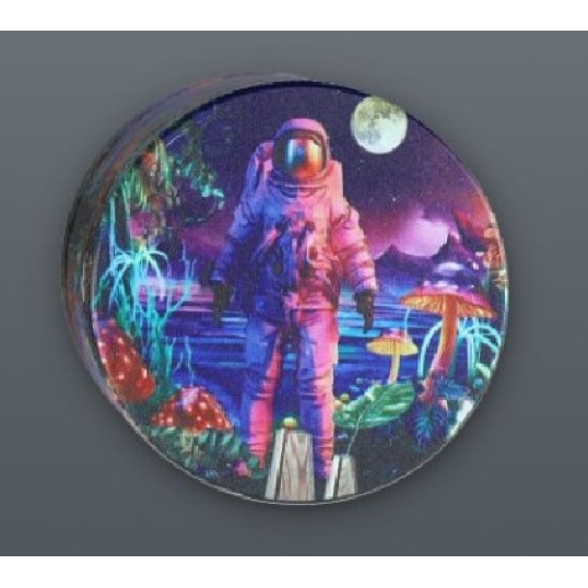 4 részes fém színes gomba és asztonauta mintás dohányőrlő - 1