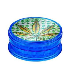 Super Heroes Grinder 2 részes műanyag dohányőrlő – 6 féle színben, kenderlevél mintával, Ø 6 cm 6 db/doboz