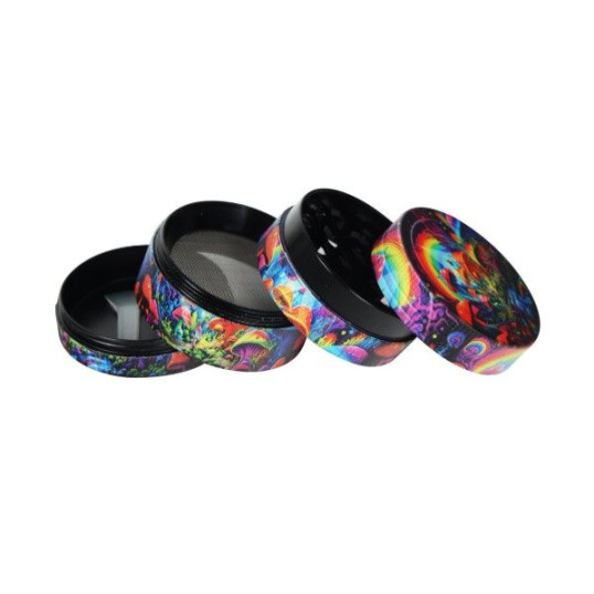 Színes 4 részes fém dohányőrlő - Egész doboz