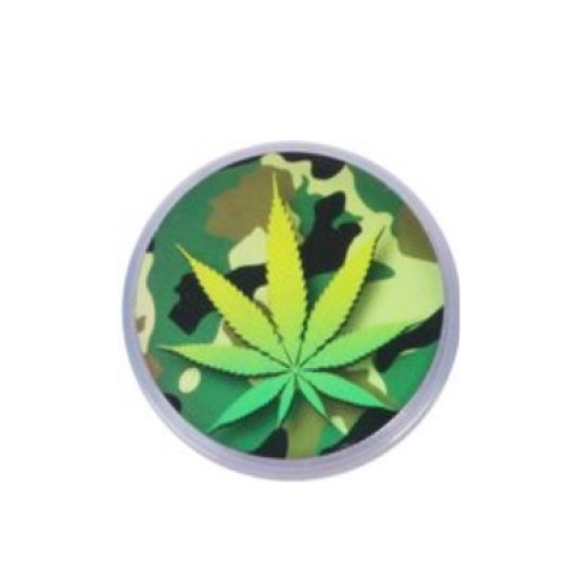 Műanyag dohányőrlő 5 részes marihuána levél mintákkal - Átlátszó