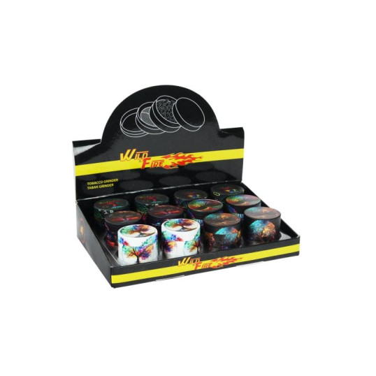Wildfire fekete és fehér színű dohányőrlő 4 részes - Egész tálcás kivitel