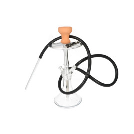 Super Heroes vízipipa – 44 cm, átlátszó üveg tartállyal és ezüst színű testtel, klikk rendszerrel, 1 csöves