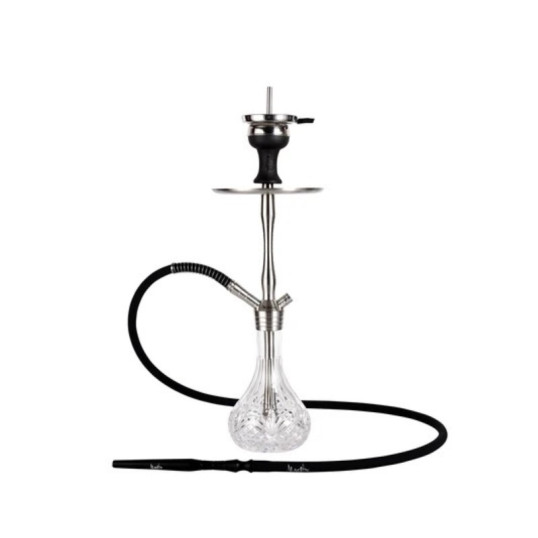 Fekete és króm színű vízipipa 50 cm - 1 csöves