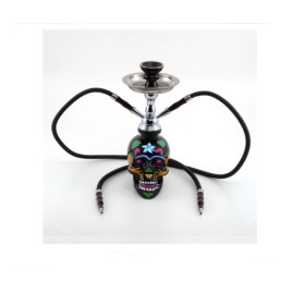 Atomic La Catrina Shisha 2 csöves vízipipa 45 cm – fekete, koponya mintás