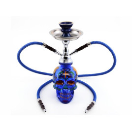 Atomic La Catrina Shisha 2 csöves vízipipa 45 cm – kék, koponya mintás