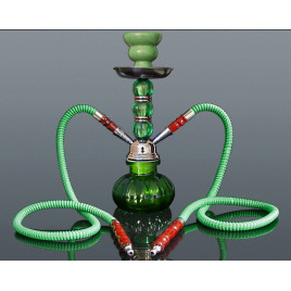 Hookah kisméretű zöld színű shisha - 2 csöves - 28 cm