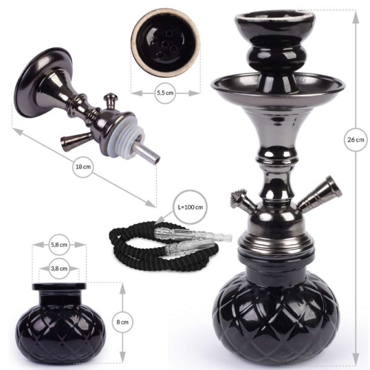 Hookah fekete vízipipa 1 csöves 26 cm
