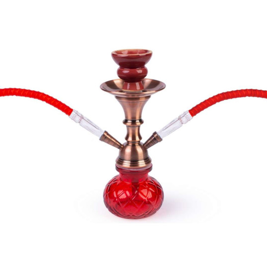 Hookah piros vízipipa 2 csöves 25,5 cm