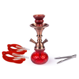 Hookah piros vízipipa 2 csöves 25,5 cm