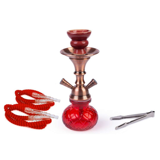 Hookah piros vízipipa 2 csöves 25,5 cm