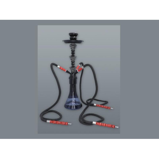 Fekete színű shisha sötétkék mintás víztartállyal - 3 csöves - Több csöves vízipipa