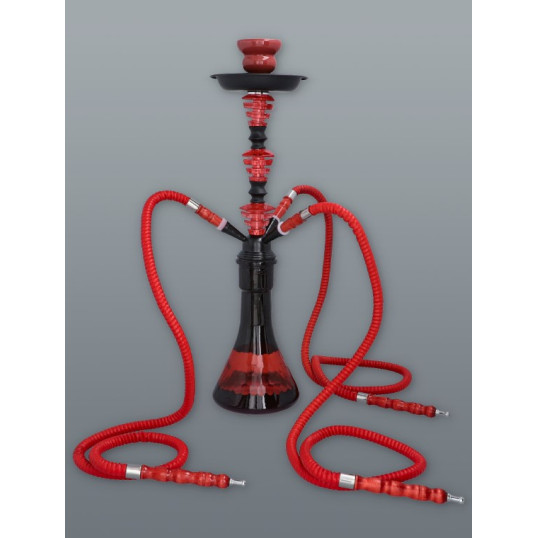 Hookah fekete - piros vízipipa 3 csöves 53 cm