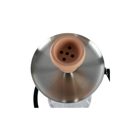 Króm színű vízipipa átlátszó víztartallyállal 46 cm - 1 csöves