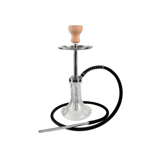 Króm színű vízipipa átlátszó víztartallyállal 46 cm - 1 csöves