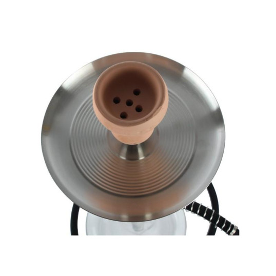 Nagyméretű króm színű vízipipa átlátszó víztartallyállal 63 cm - 1 csöves