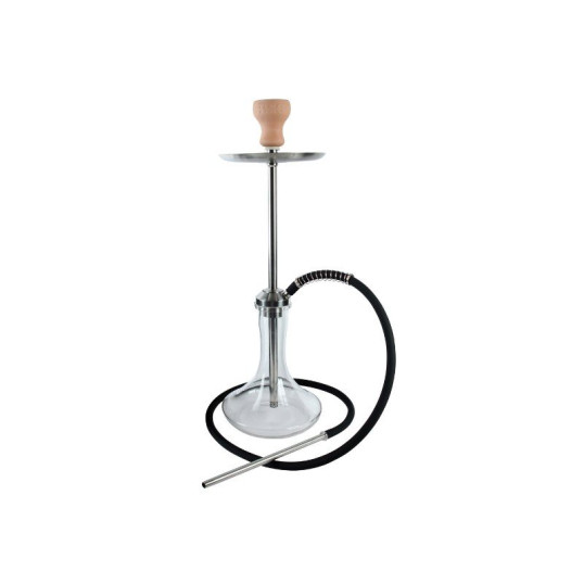 Nagyméretű króm színű vízipipa átlátszó víztartallyállal 63 cm - 1 csöves