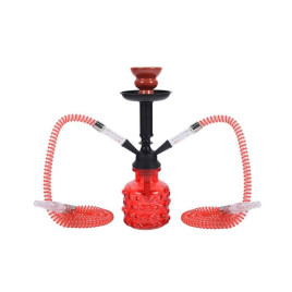 Piros és fekete színű kisméretű vízipipa - 2 csöves